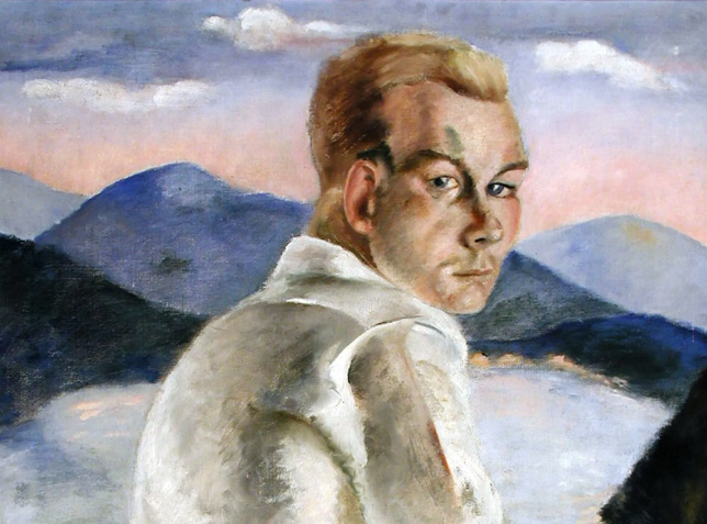 Fredi Schiff Levin (1915-2002), untitled (man in landscape), detail, n.d., oil on canvas, PAAM Collection,